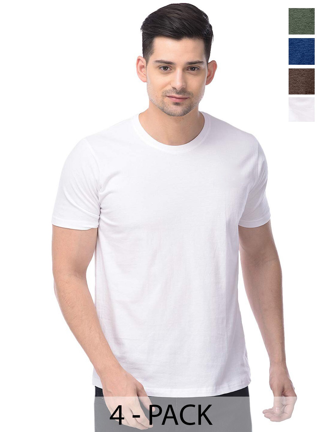 

COLOR CAPITAL Unisex Pack Of 4 Cotton T-Shirt, Green