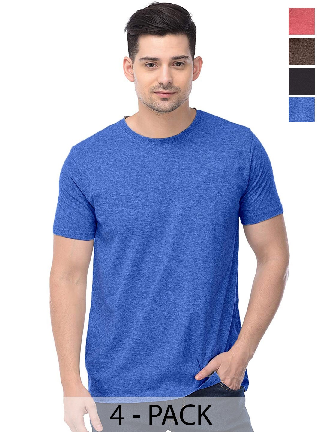 

COLOR CAPITAL Unisex Pack Of 4 Cotton T-shirts, Peach