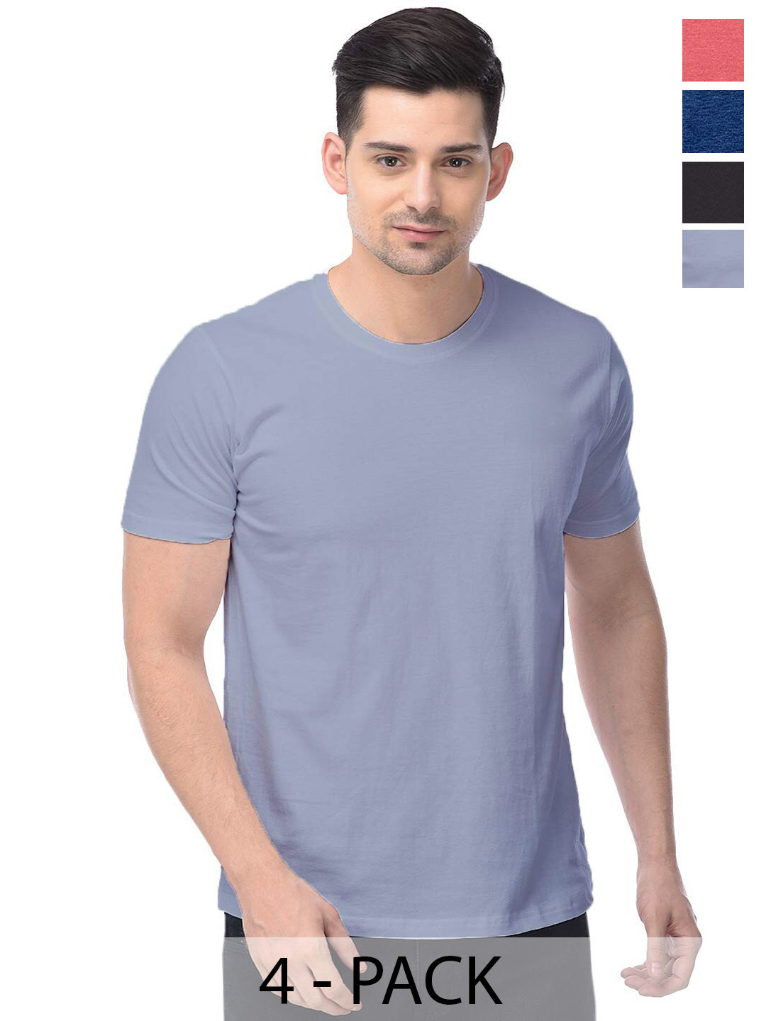 

COLOR CAPITAL Pack of 4 Cotton Round Neck T-shirts, Pink
