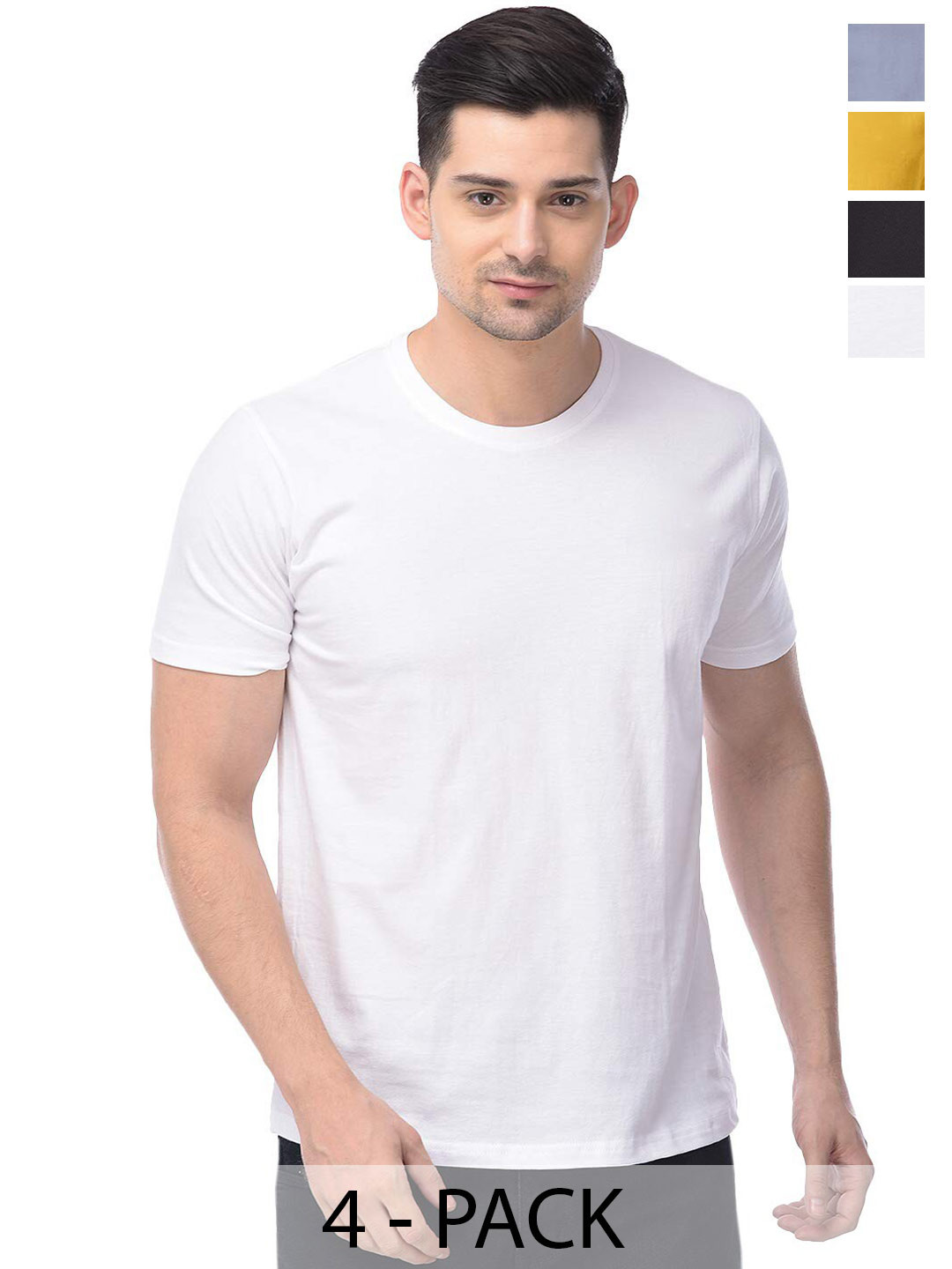 

COLOR CAPITAL Unisex Pack Of 4 Cotton T-Shirts, White