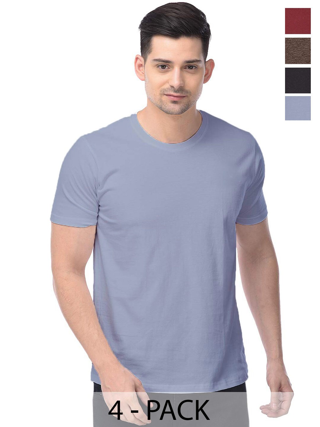 

COLOR CAPITAL Pack of 4 Unisex Cotton T-shirt, Maroon