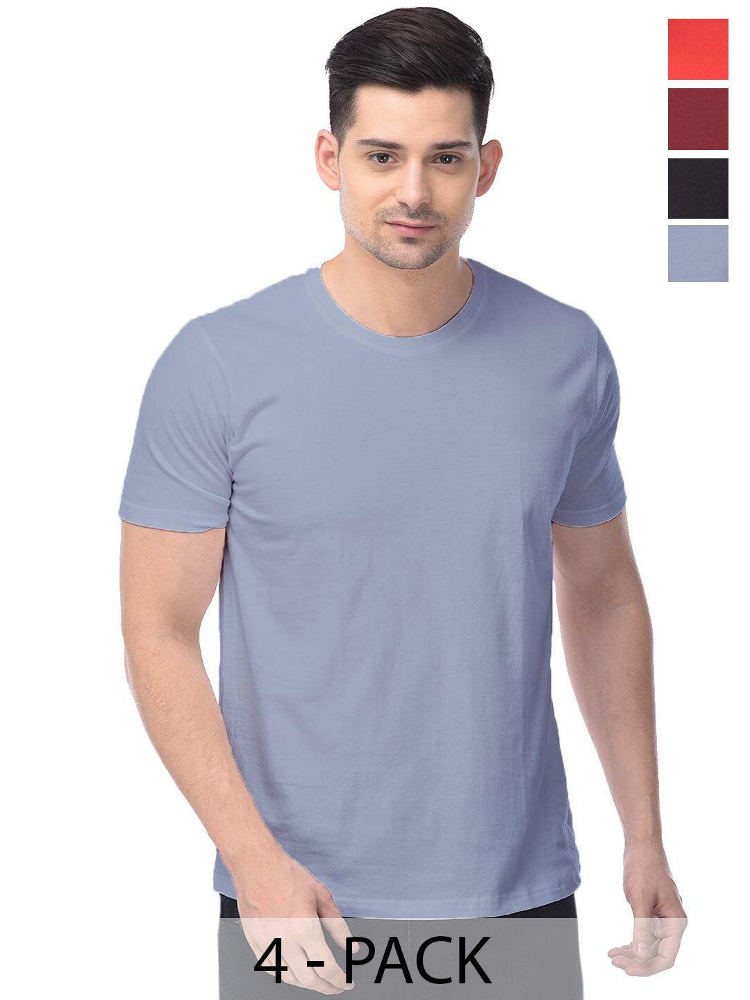 

COLOR CAPITAL Unisex Pack Of 4 Round Neck Cotton Casual T-shirt, Orange