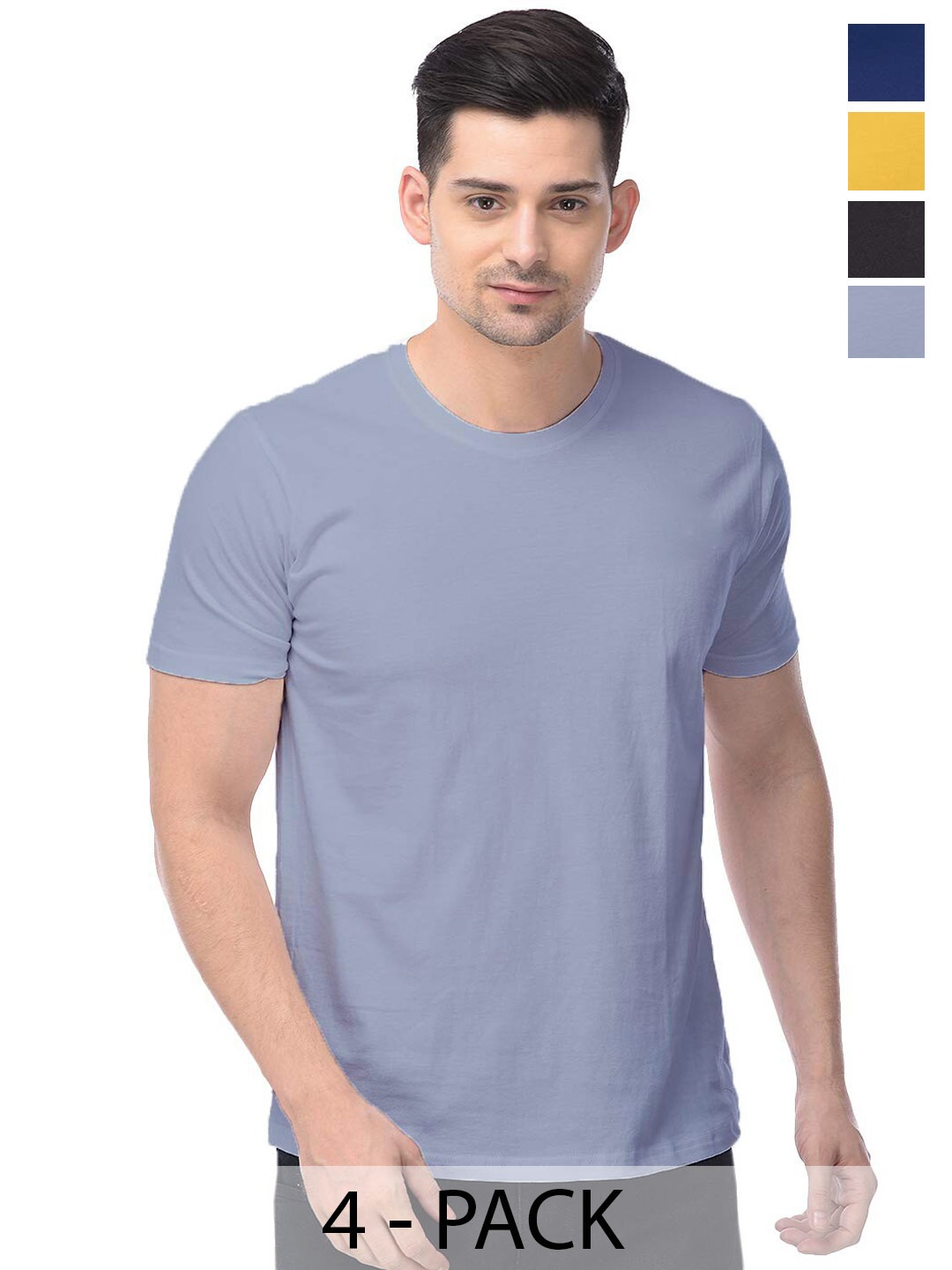 

COLOR CAPITAL Unisex Pack Of 4 Round Neck Casual Cotton T-shirts, Grey