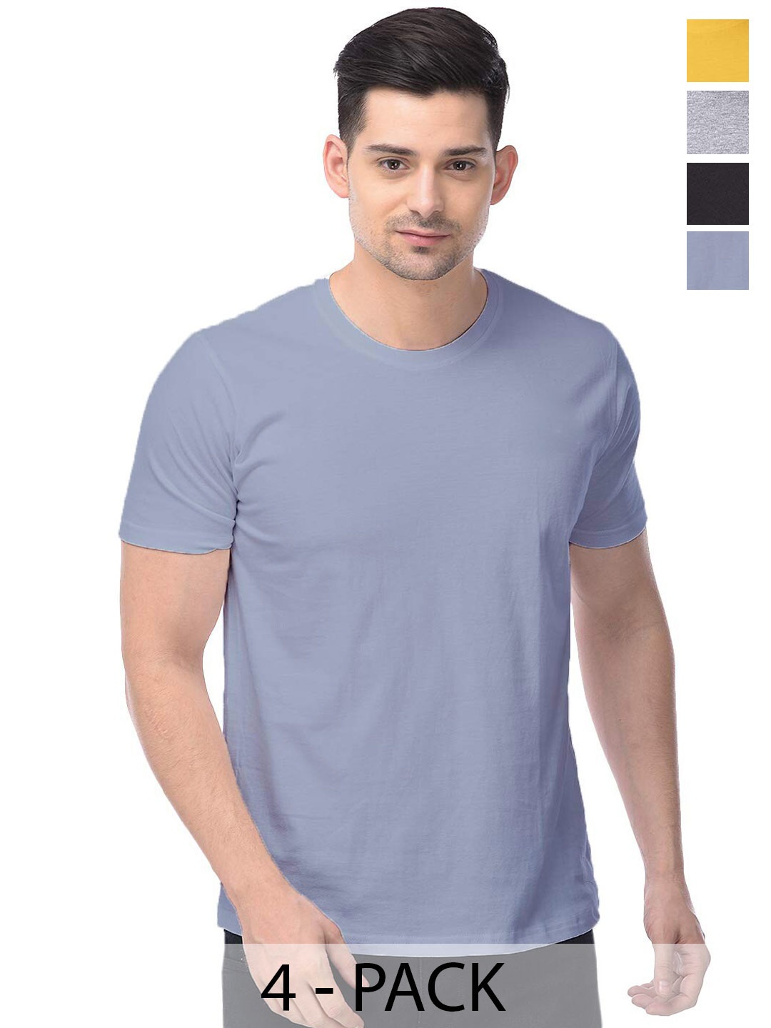 COLOR CAPITAL Pack Of 4 Cotton T Shirts, Blue