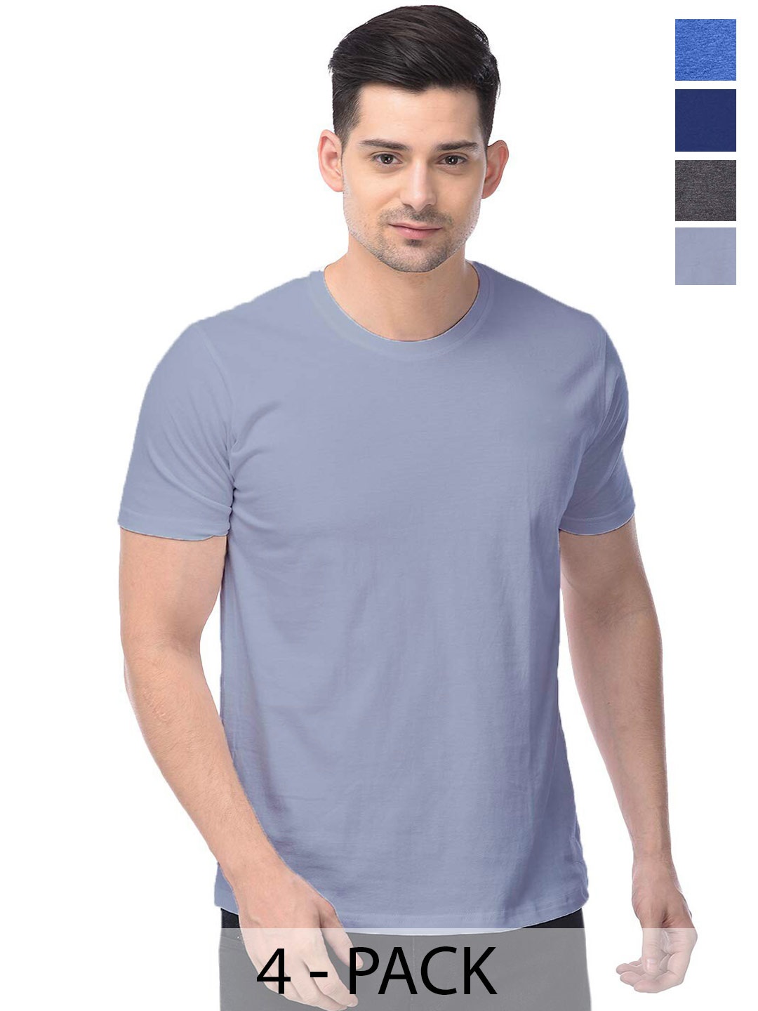 

COLOR CAPITAL Unisex Pack Of 4 Cotton T-shirt, Grey