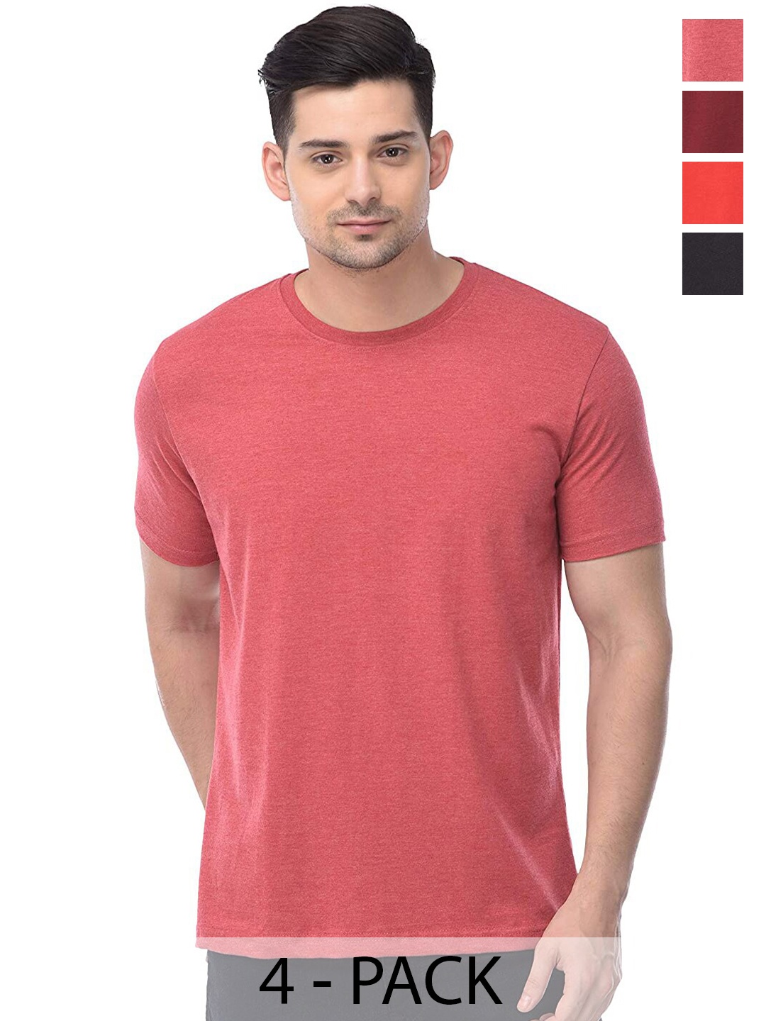 

COLOR CAPITAL Unisex Pack of 4 Cotton T-shirt, Pink