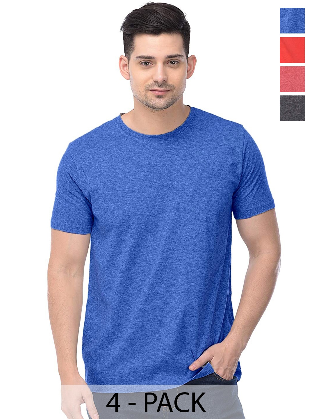 

COLOR CAPITAL Unisex Pack Of 4 Cotton T-Shirt, Blue