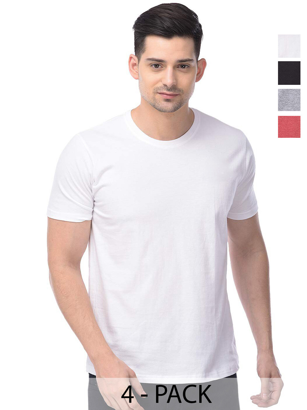 

COLOR CAPITAL Pack of 4 Cotton Round Neck T-shirts, White