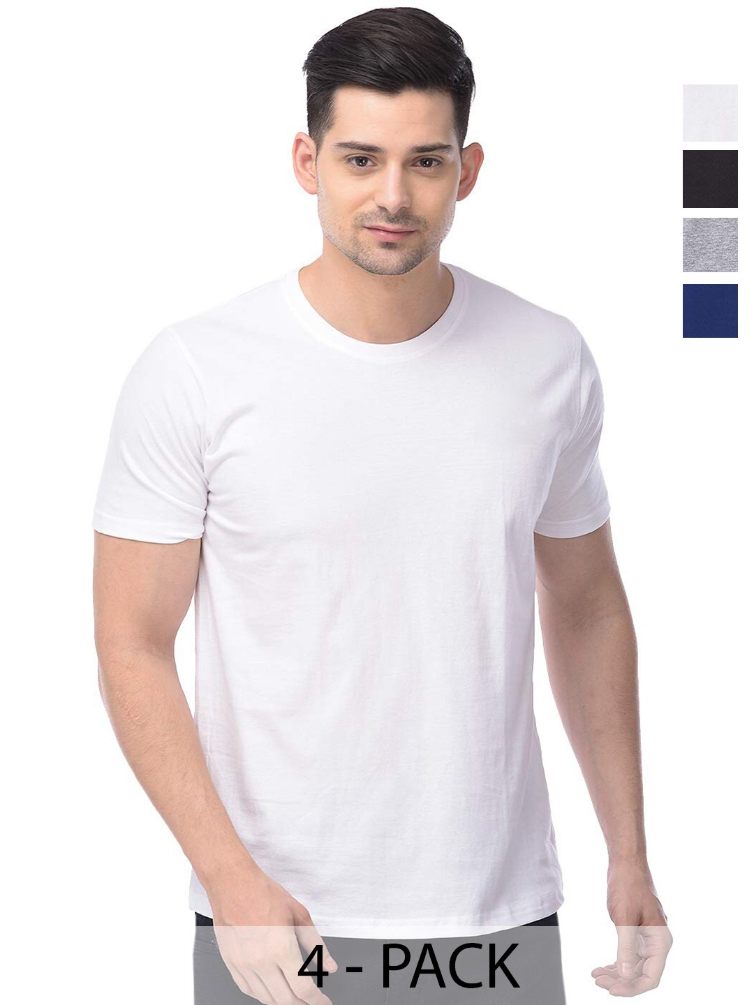 

COLOR CAPITAL Unisex Pack of 4 Cotton T-shirts, White