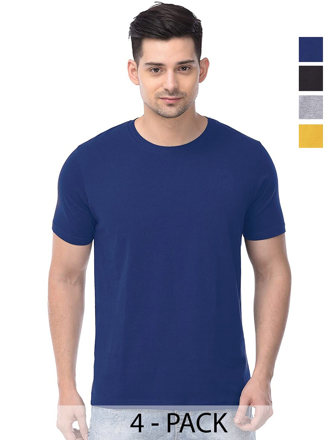 

COLOR CAPITAL Pack of 4 Unisex Cotton T-shirt, Blue