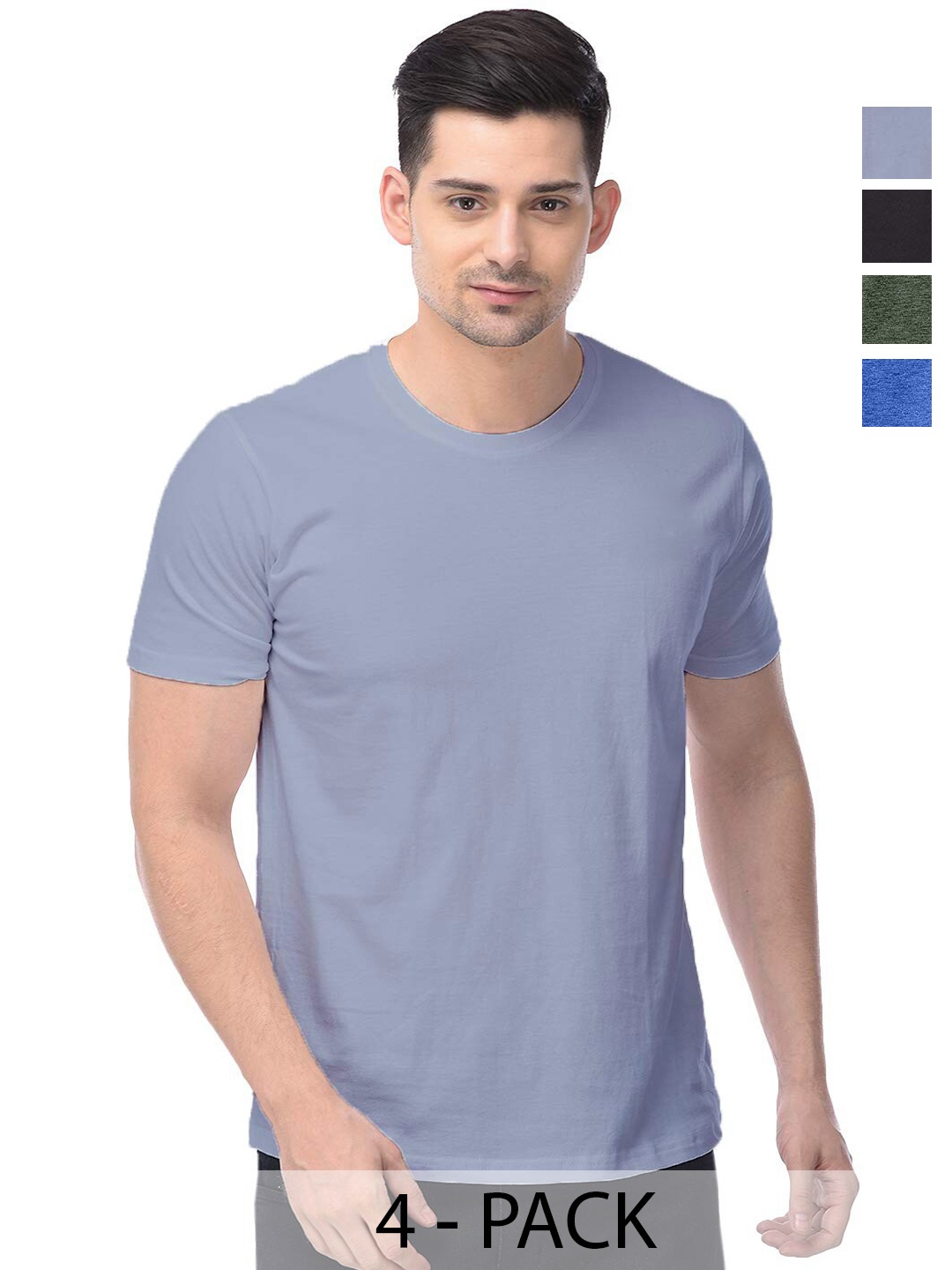 

COLOR CAPITAL Unisex Pack Of 4 Cotton T-Shirt, Grey
