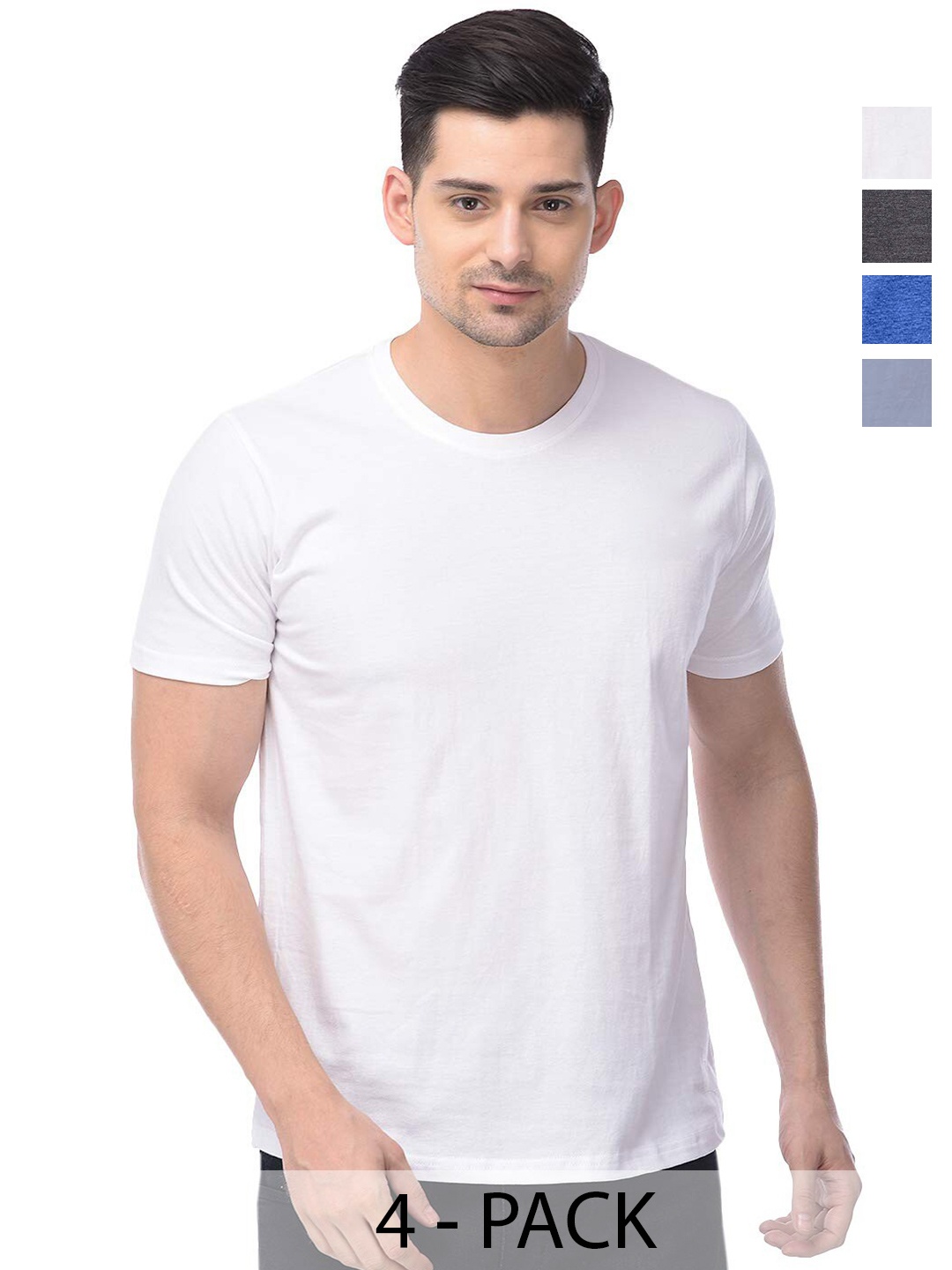 

COLOR CAPITAL Unisex Pack Of 4 Cotton T-shirt, White