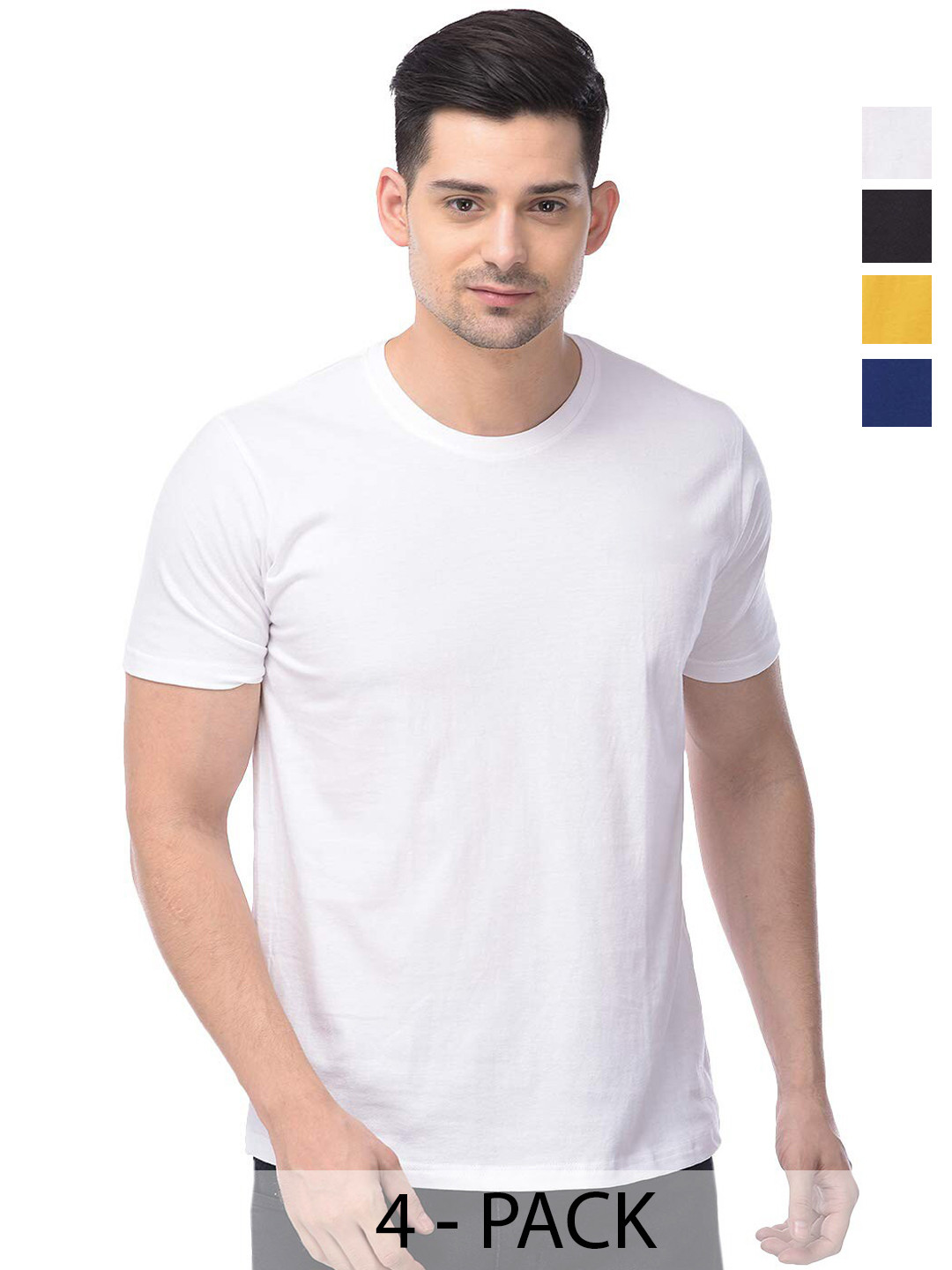 

COLOR CAPITAL Pack of 4 Unisex Cotton T-shirt, White