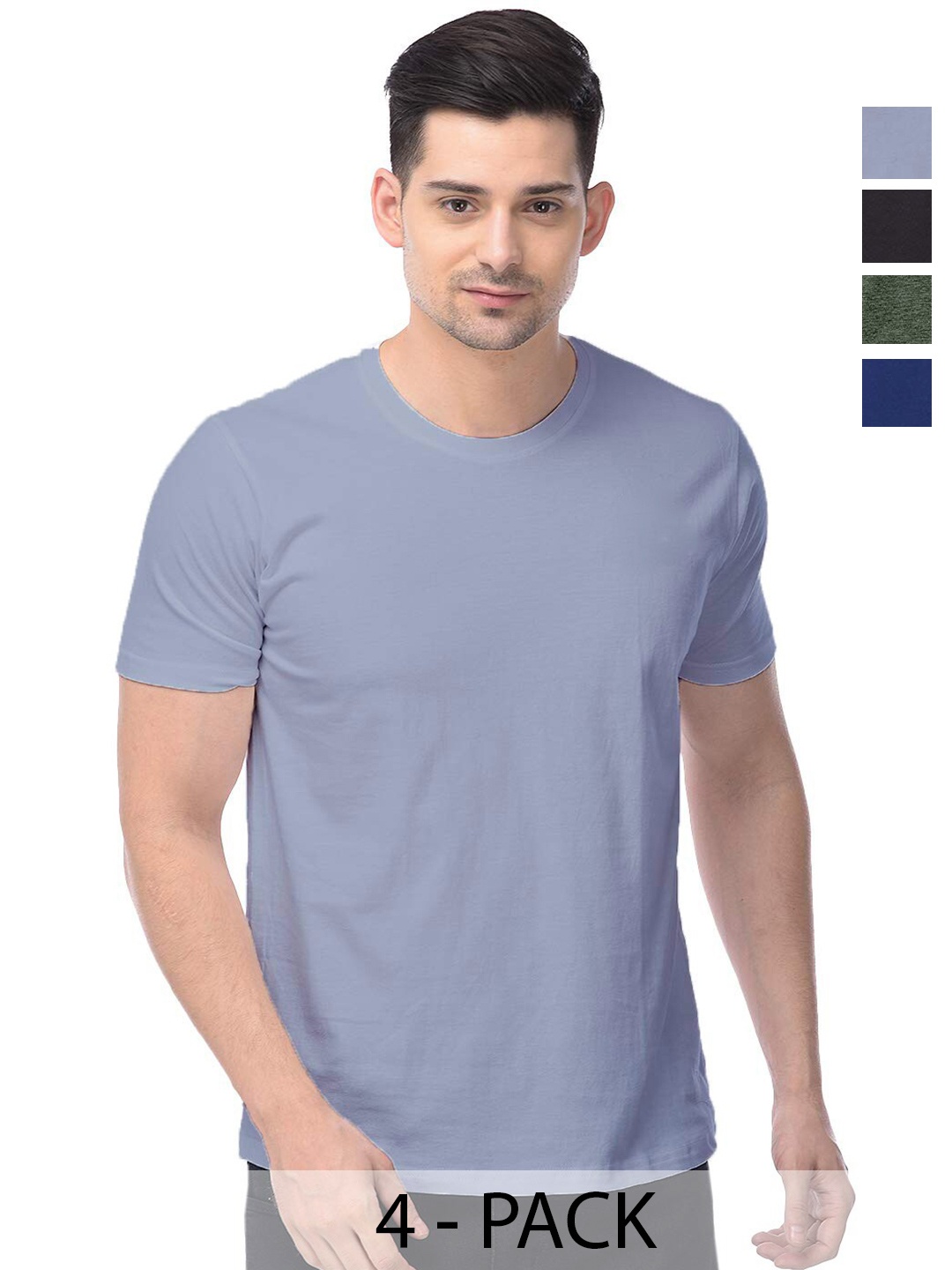 

COLOR CAPITAL Unisex Pack of 4 Cotton T-shirts, Grey