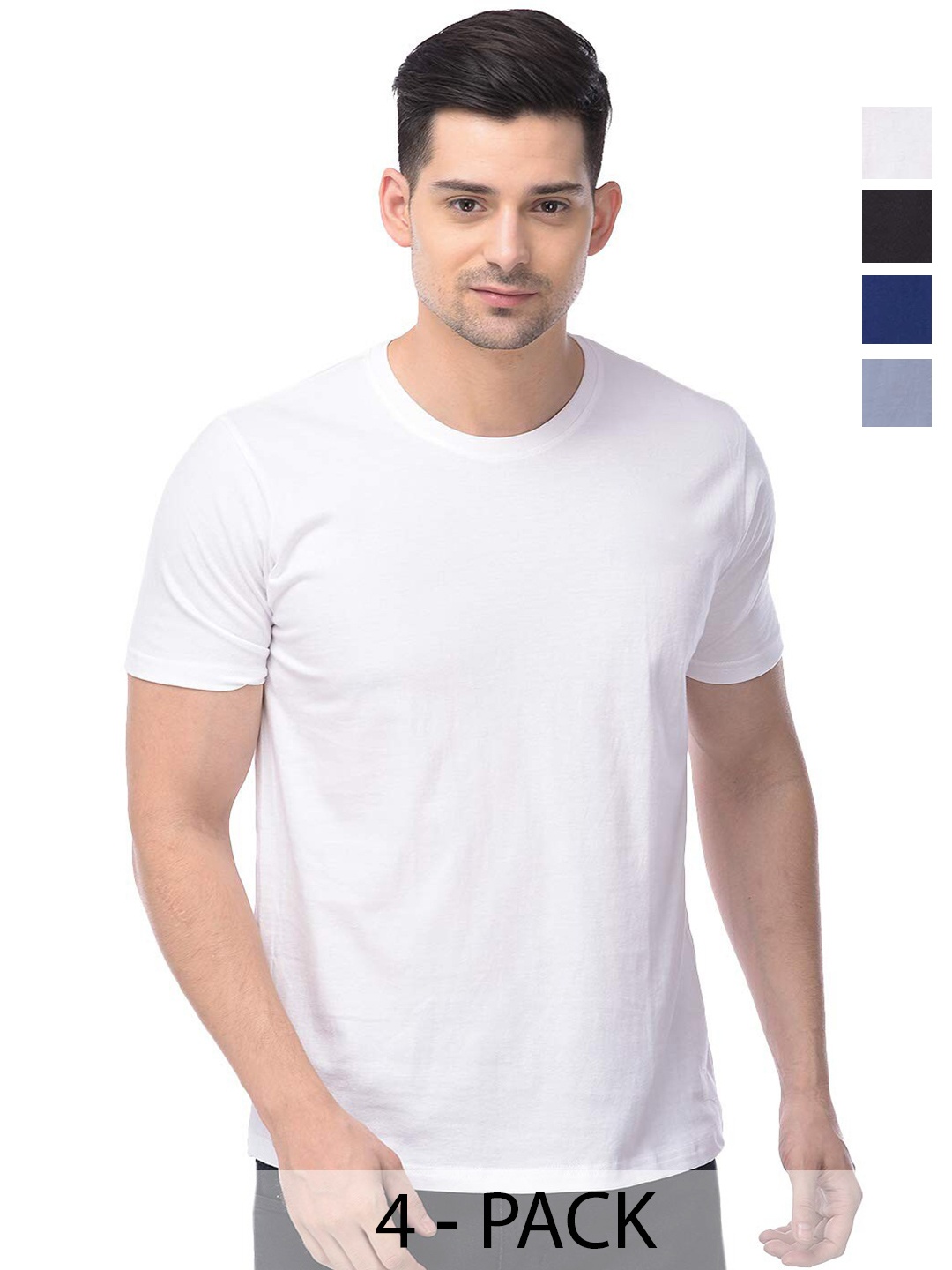 

COLOR CAPITAL Pack Of 4 Cotton T-shirt, White