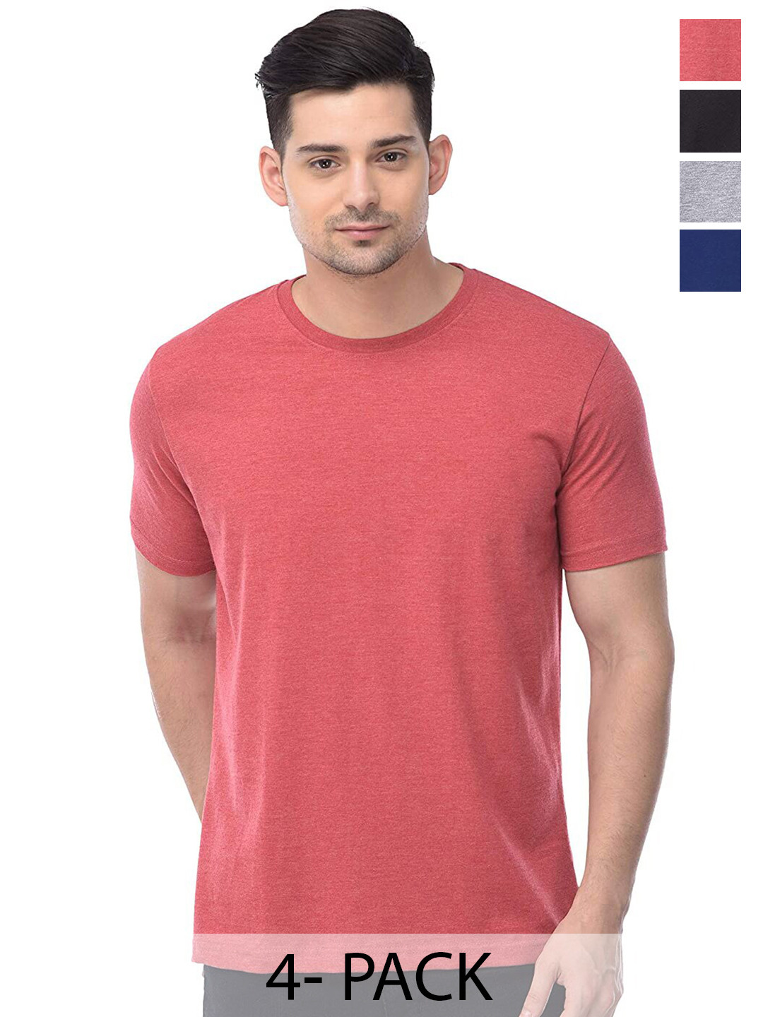 

COLOR CAPITAL Unisex Pack Of 4 Cotton T-shirt, Pink