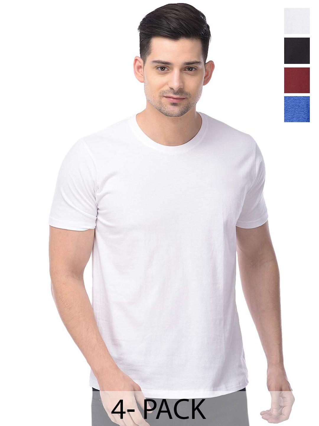 

COLOR CAPITAL Unisex Pack Of 4 Cotton T-Shirts, White