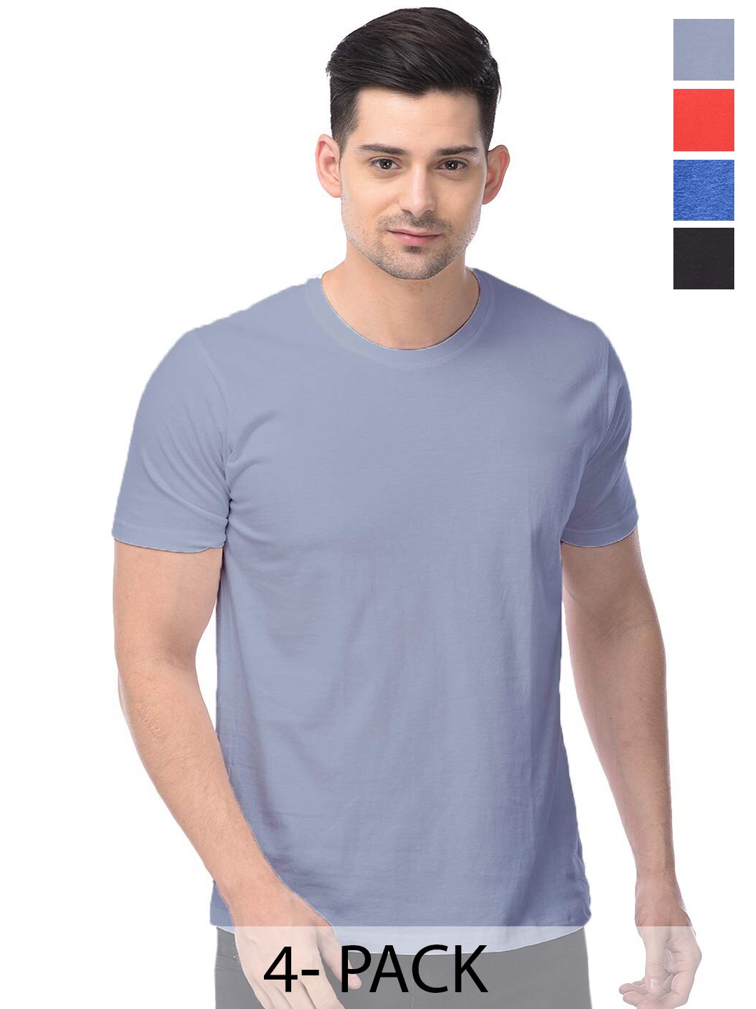 

COLOR CAPITAL Unisex Pack of 4 Cotton T-shirts, Grey