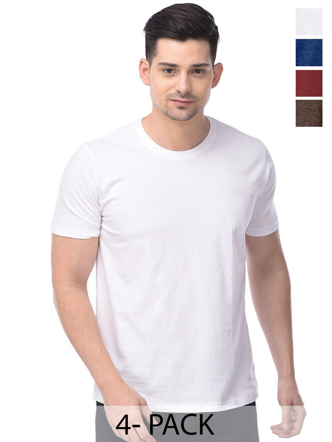 COLOR CAPITAL Unisex Pack of 4 Cotton T-shirts, White