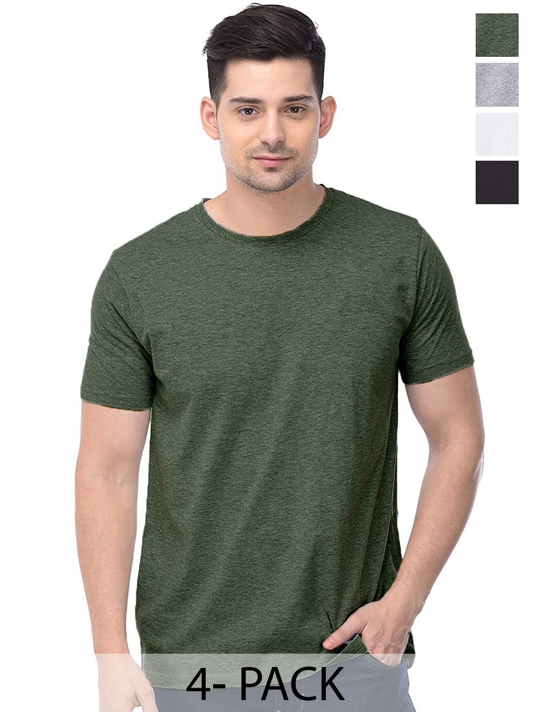 

COLOR CAPITAL Pack of 4 Unisex Cotton T-shirt, Green
