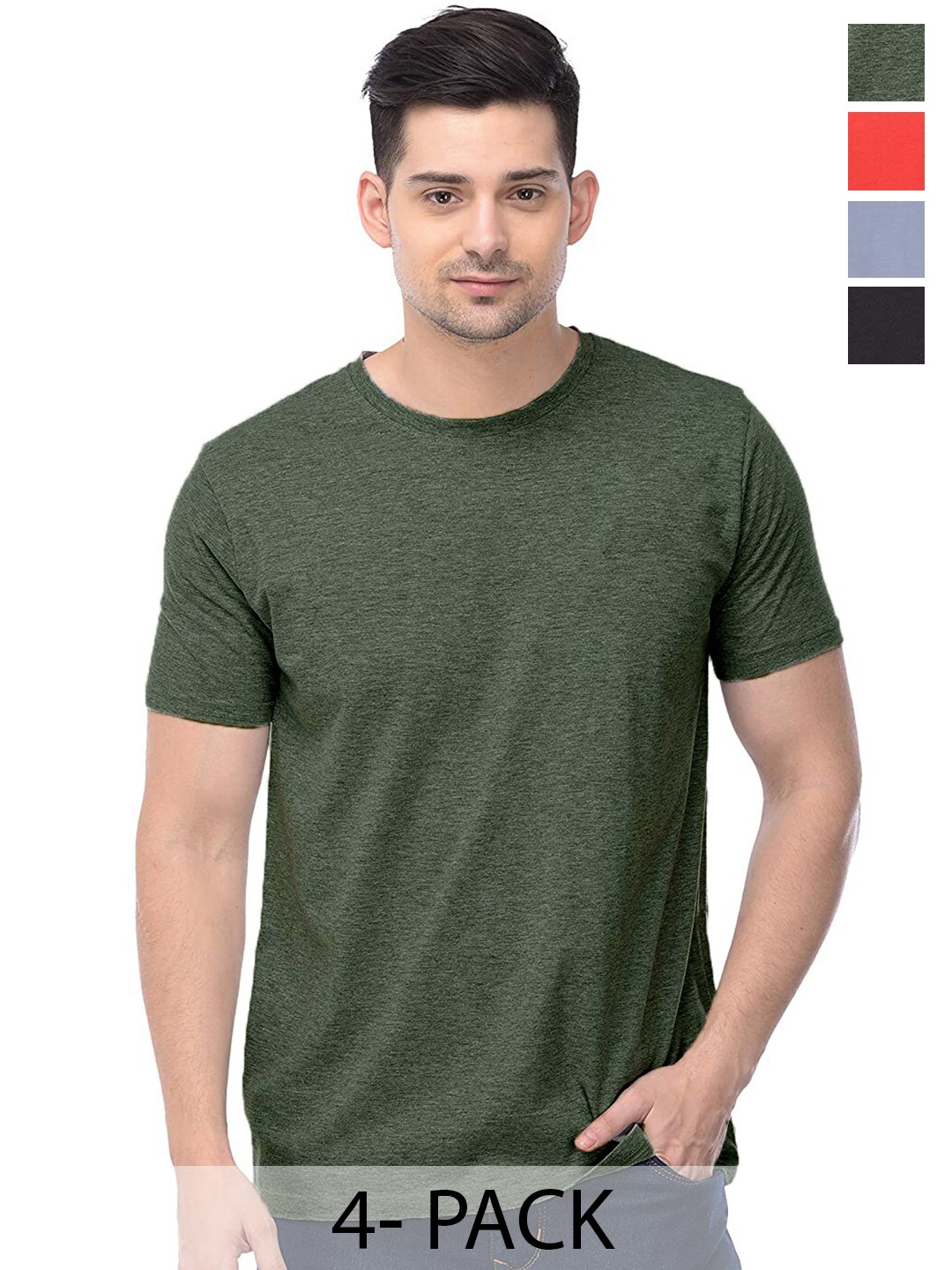 

COLOR CAPITAL Unisex Pack Of 4 Cotton T-Shirt, Grey