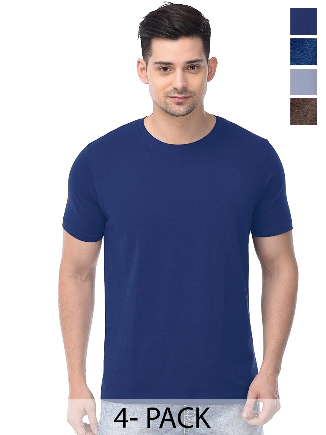 

COLOR CAPITAL Unisex Pack of 4 Cotton T-shirts, Blue