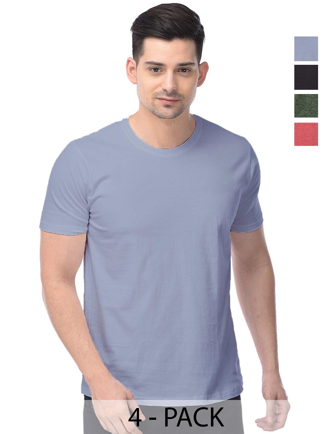 COLOR CAPITAL Unisex Pack Of 4 Cotton T-shirt, Grey