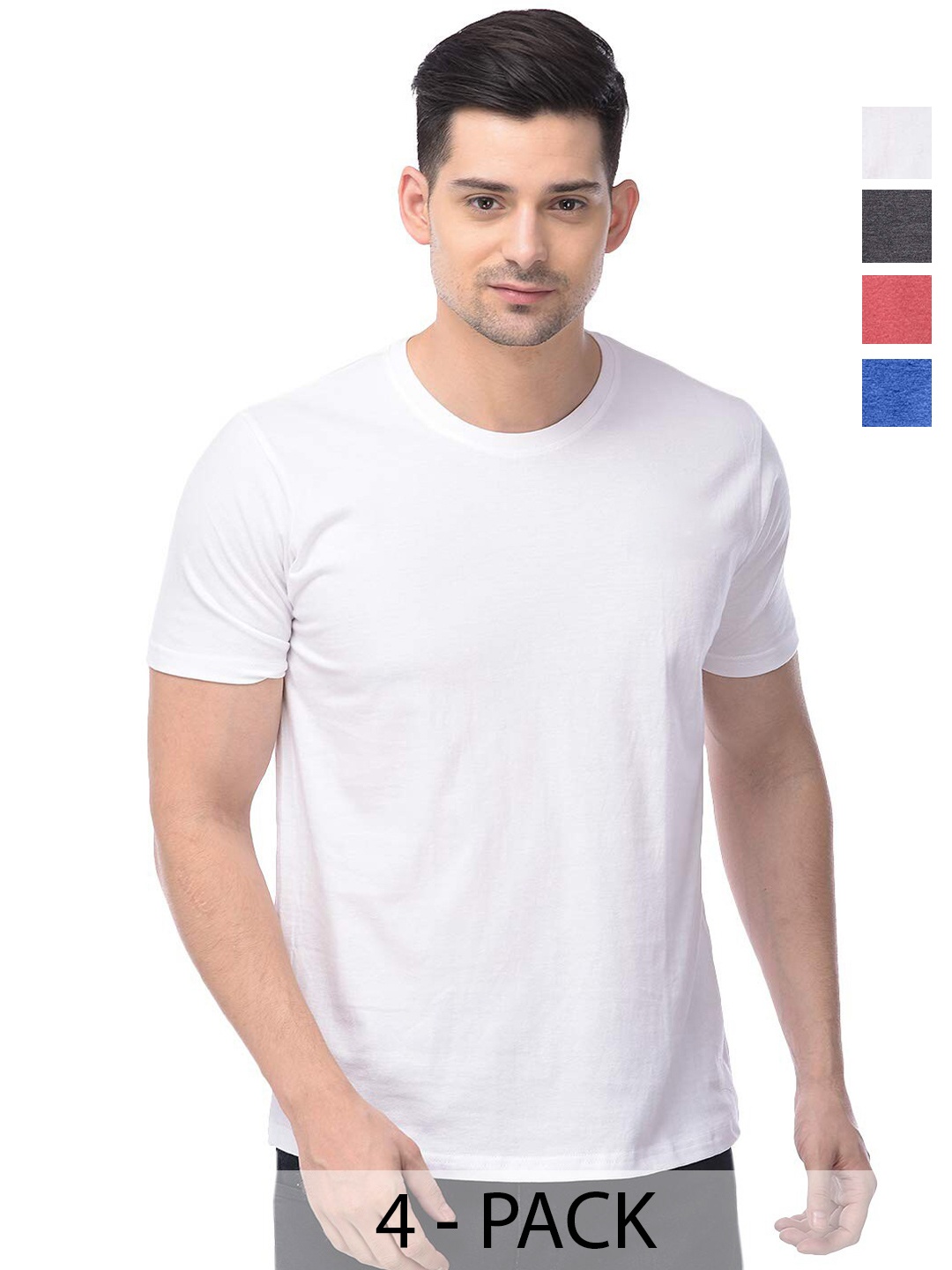 

COLOR CAPITAL Pack Of 4 Cotton T-shirt, White