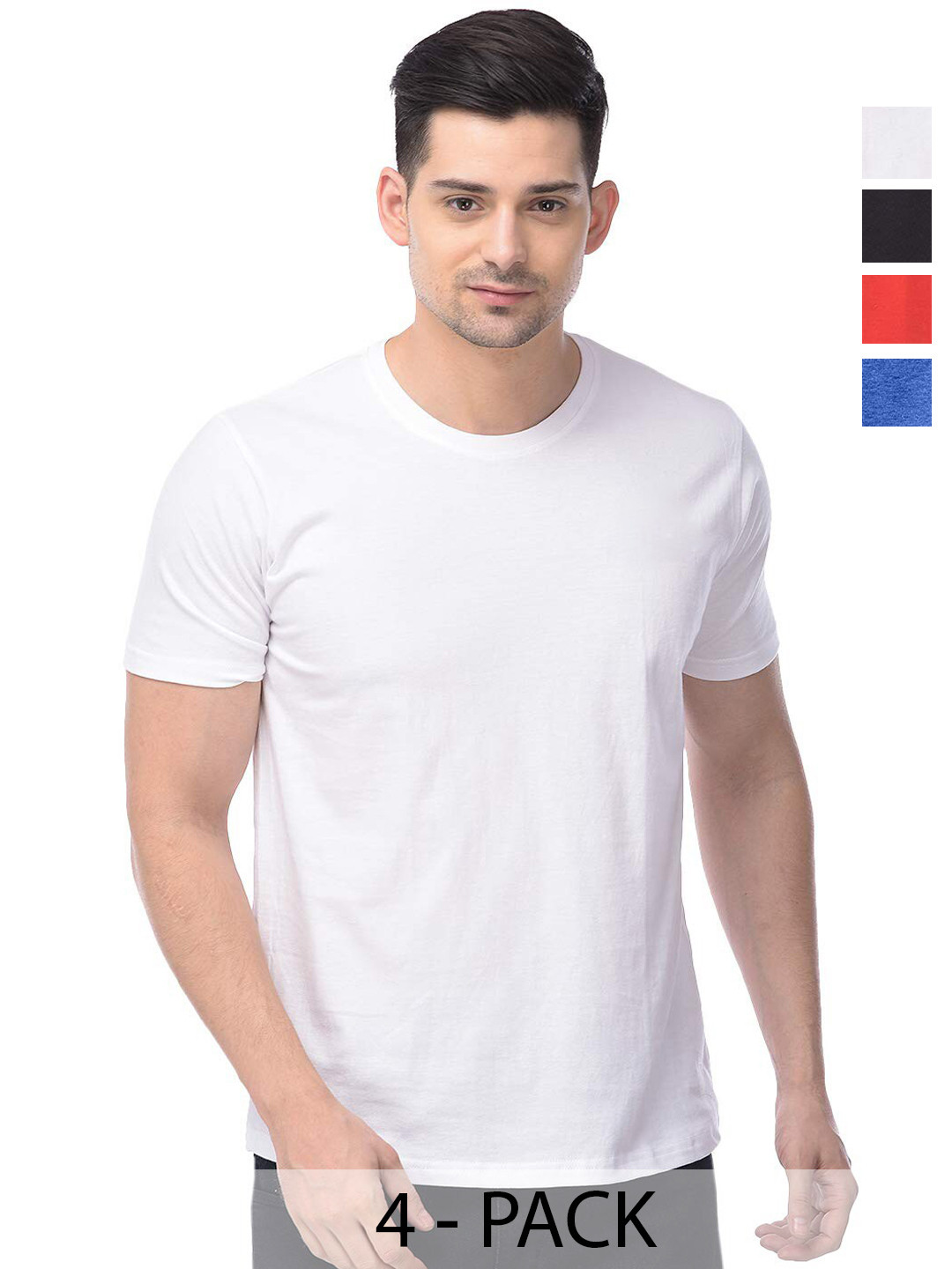 

COLOR CAPITAL Pack of 4 Cotton Round Neck T-shirts, White