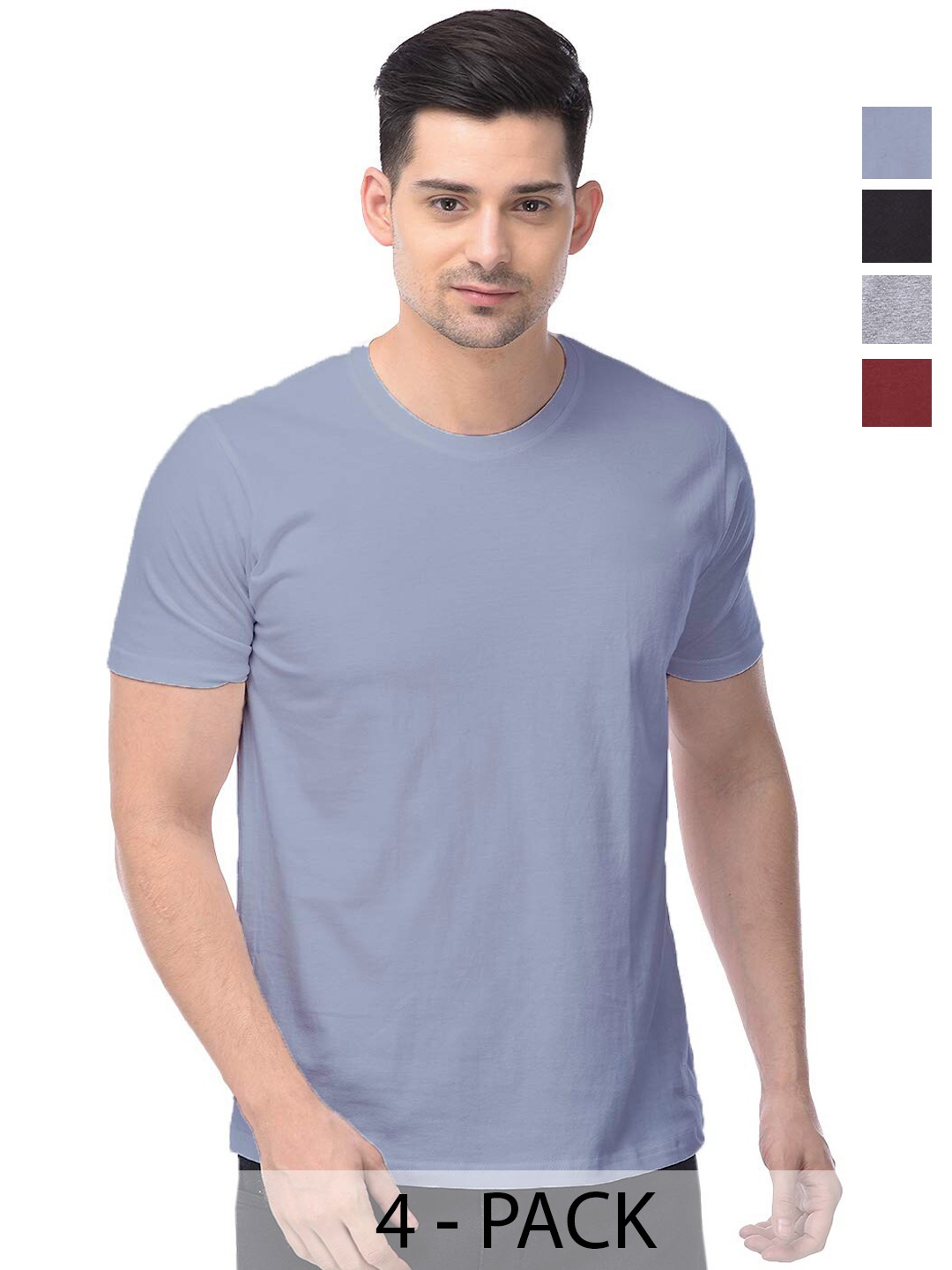 

COLOR CAPITAL Unisex Pack Of 4 Cotton T-shirt, Grey