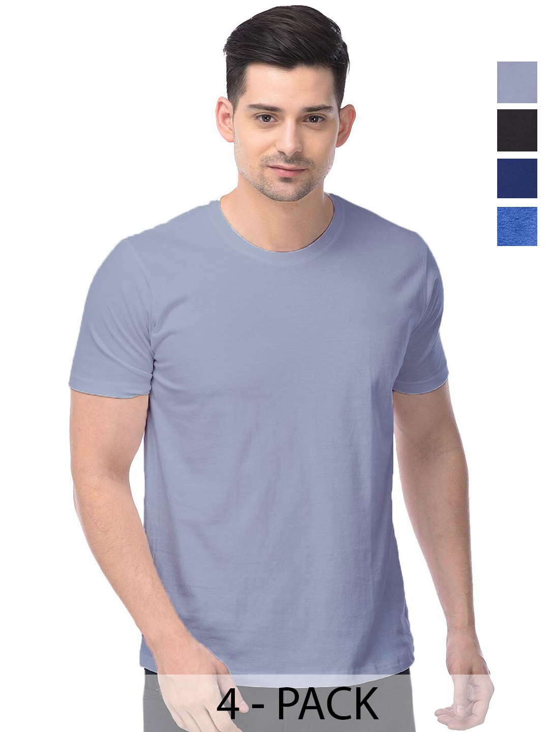 

COLOR CAPITAL Unisex Pack of 4 Cotton T-shirts, Grey