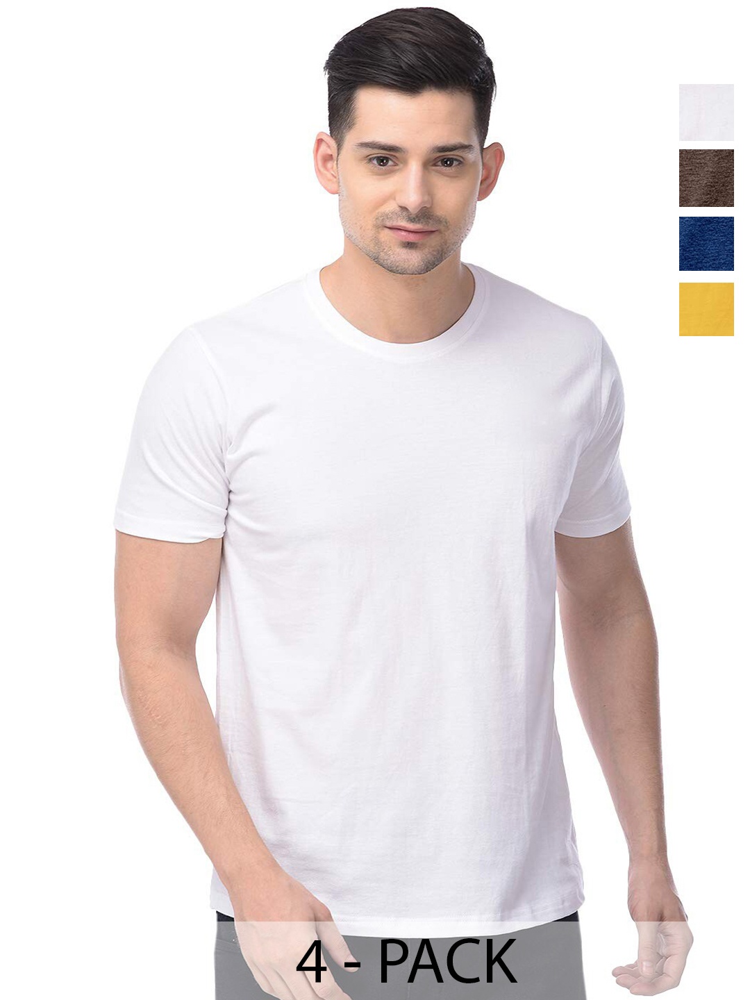 

COLOR CAPITAL Unisex Pack Of 4 Short Sleeves Cotton T-shirts, White