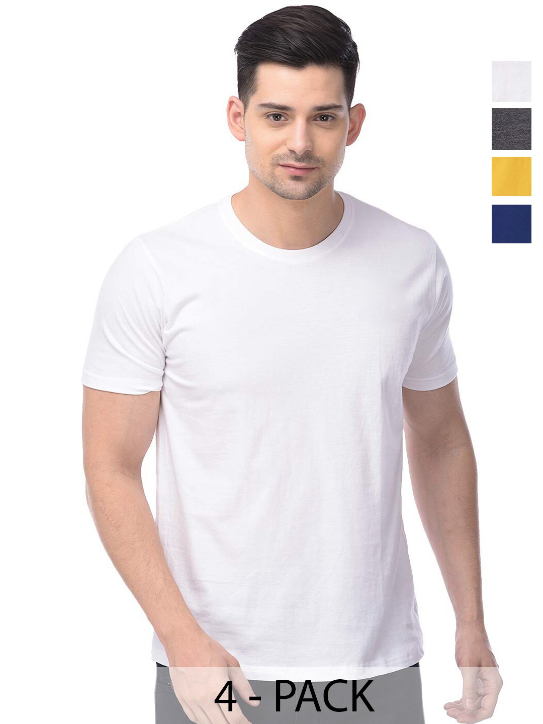 

COLOR CAPITAL Unisex Pack Of 4 Cotton T-Shirts, White
