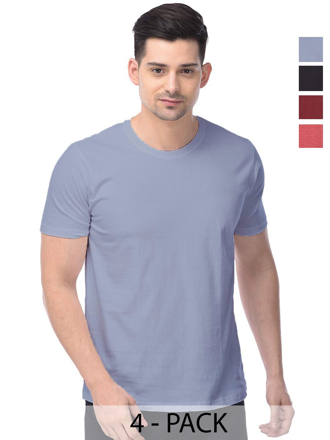 

COLOR CAPITAL Unisex Pack Of 4 Cotton T-shirt, Grey