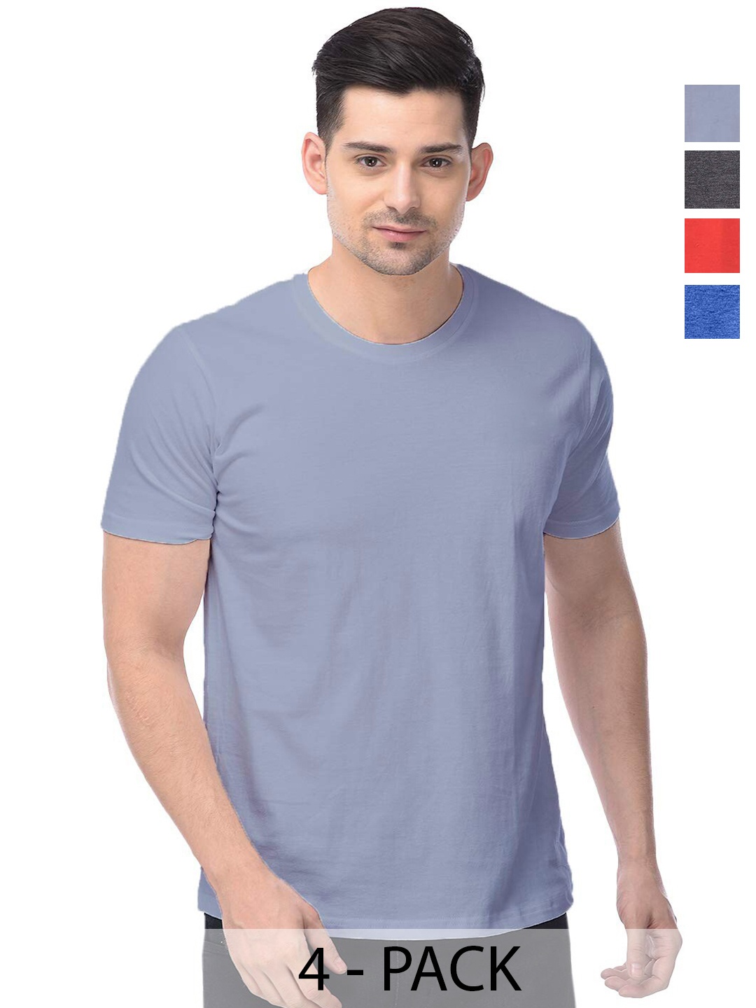 

COLOR CAPITAL Unisex Pack Of 4 Cotton T-Shirts, Grey
