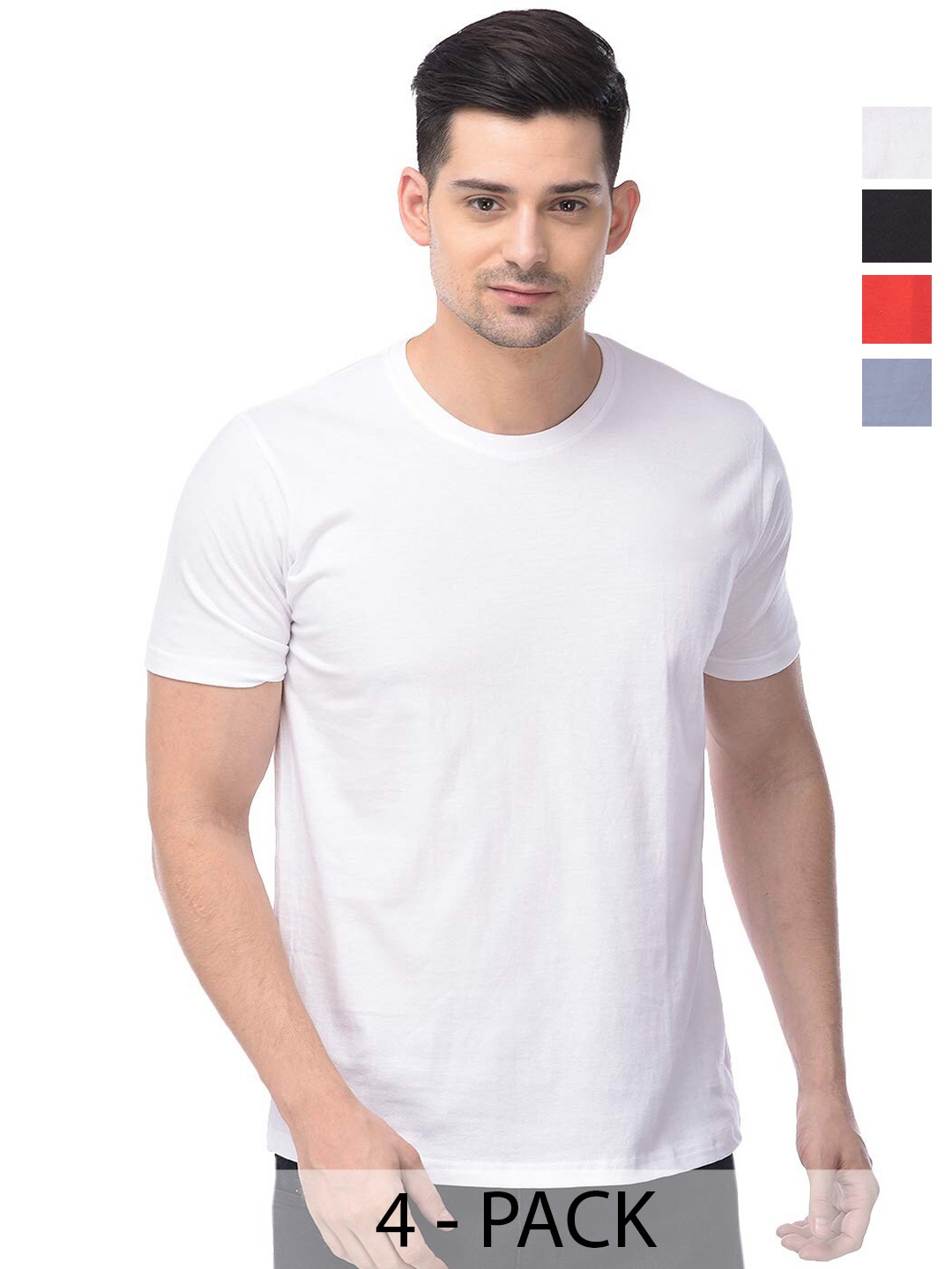 

COLOR CAPITAL Unisex Pack Of 4 Cotton T-Shirts, White