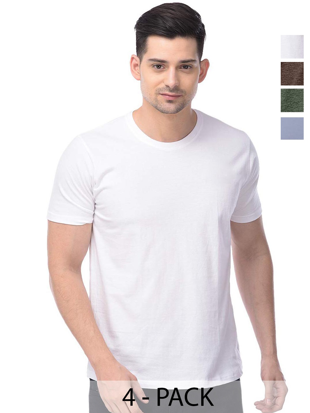 

COLOR CAPITAL Unisex Pack of 4 Cotton T-shirt, White