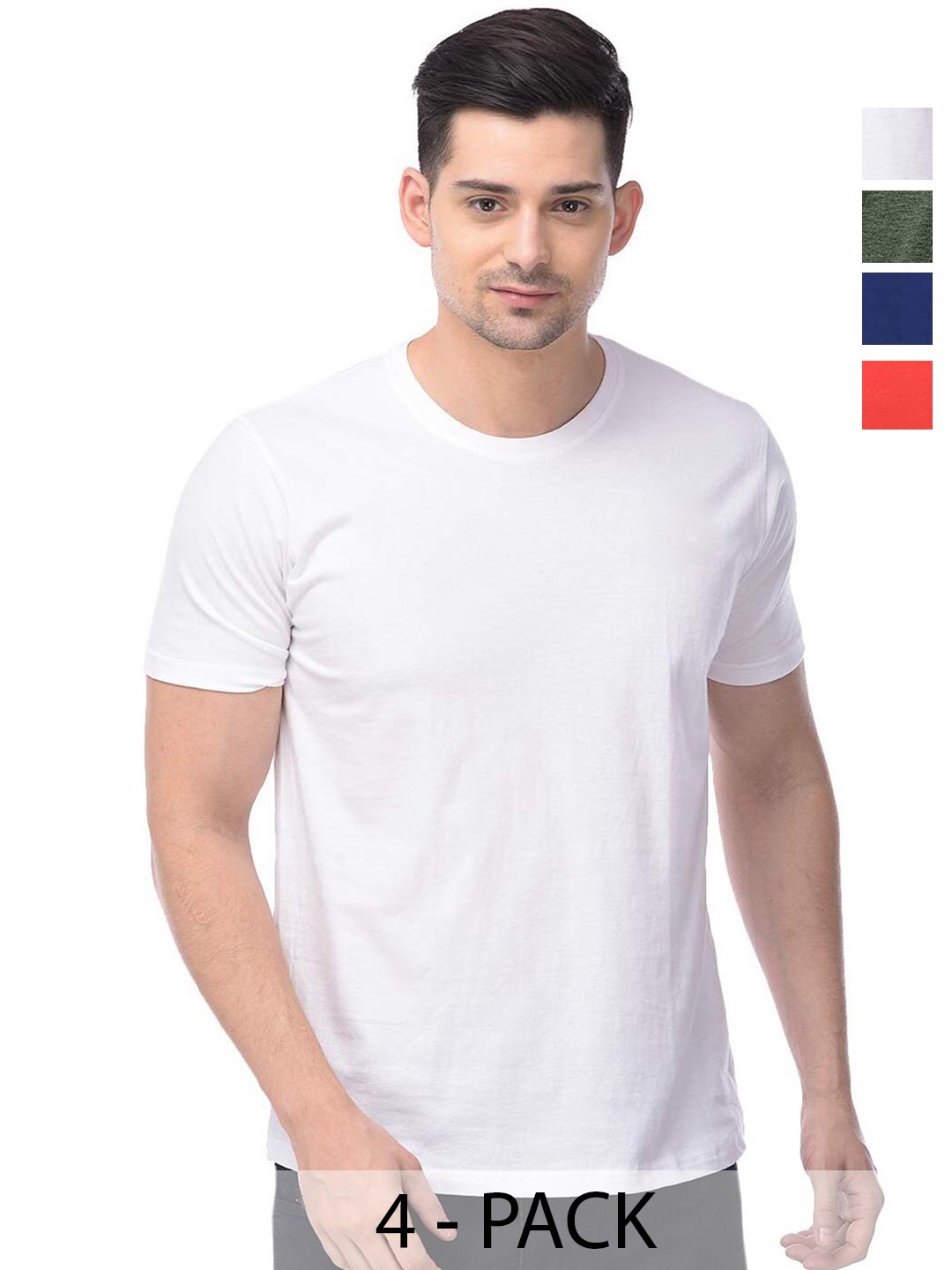 COLOR CAPITAL Pack Of 4 Short Sleeves Cotton T-shirt, White