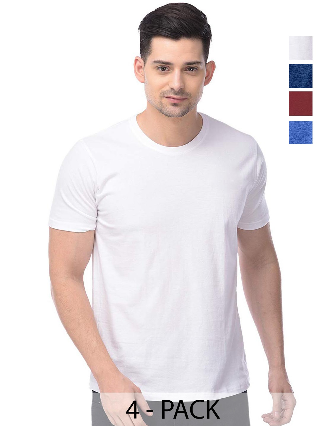 

COLOR CAPITAL Unisex Pack of 4 Cotton T-shirts, White
