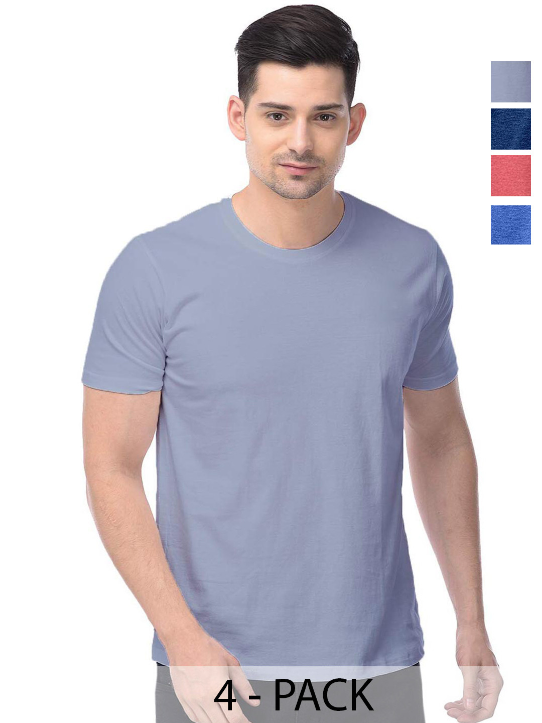 

COLOR CAPITAL Unisex Pack Of 4 Cotton T-shirt, Grey