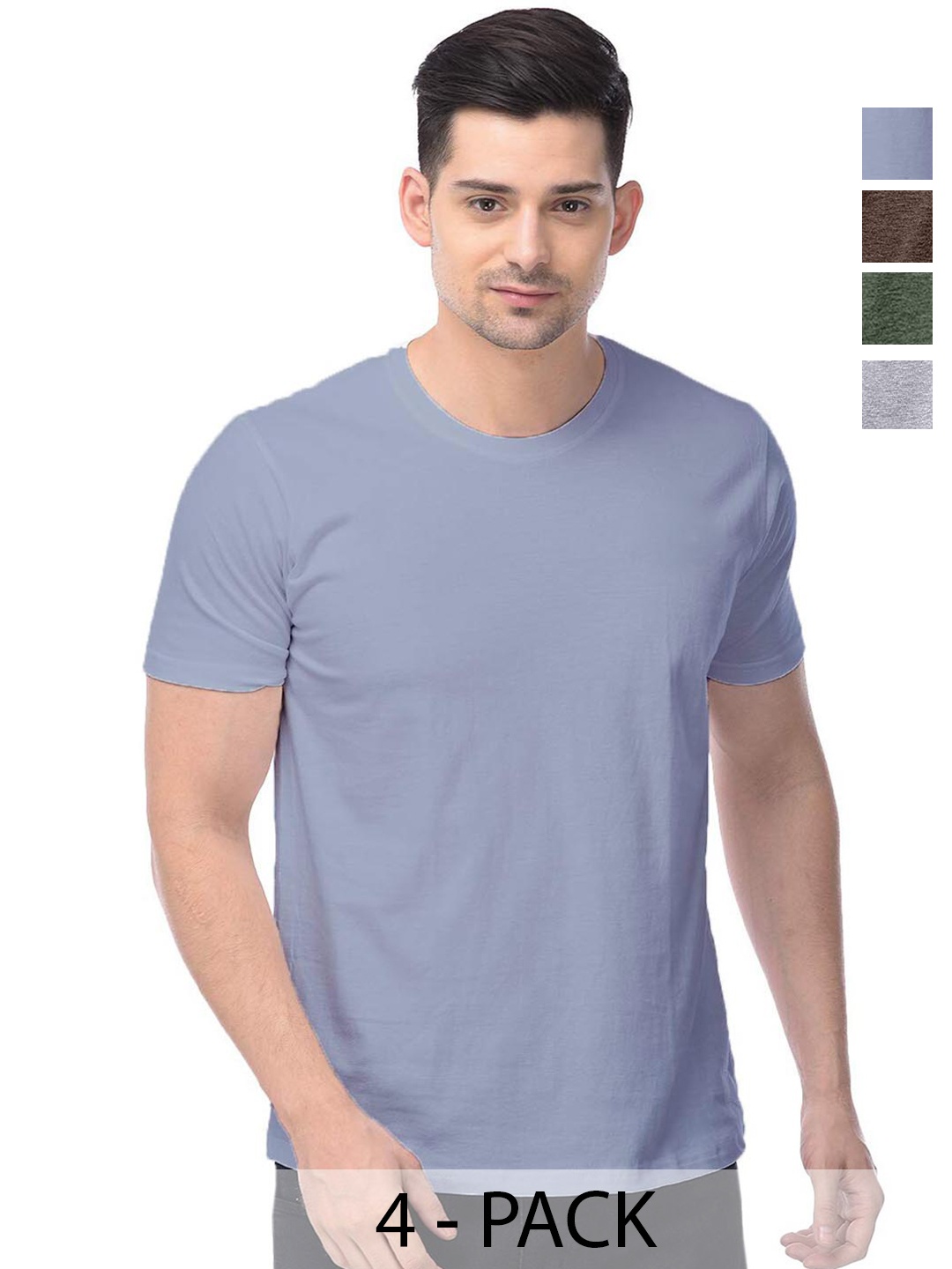 

COLOR CAPITAL Unisex Pack Of 4 Cotton T-Shirts, Grey