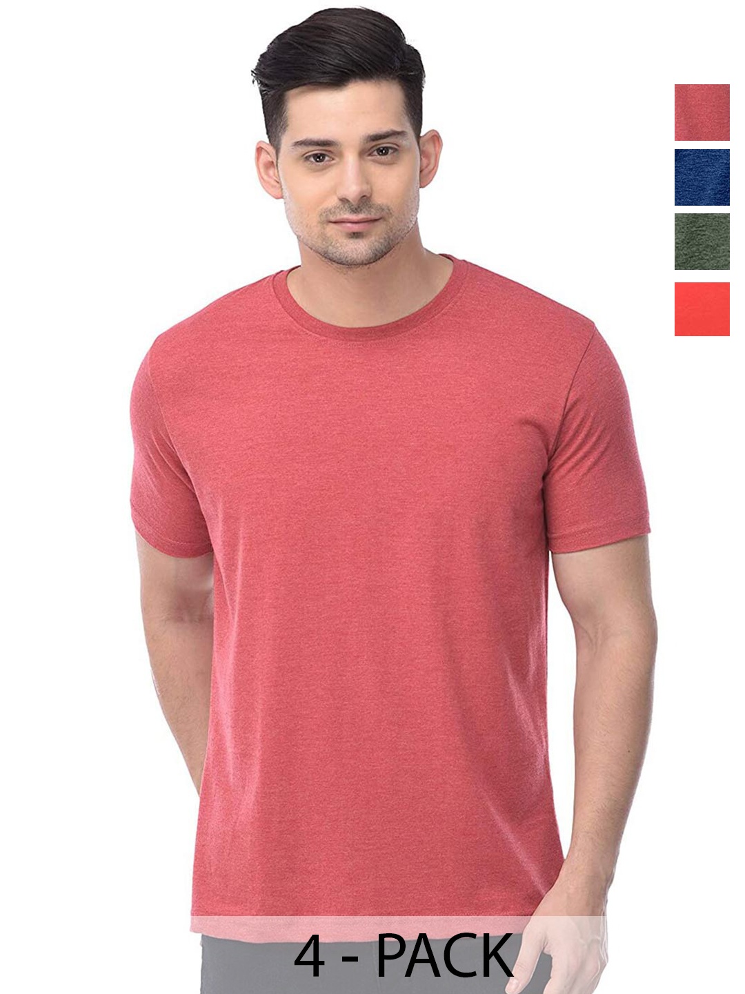 

COLOR CAPITAL Unisex Pack Of 4 Cotton T-Shirt, Pink