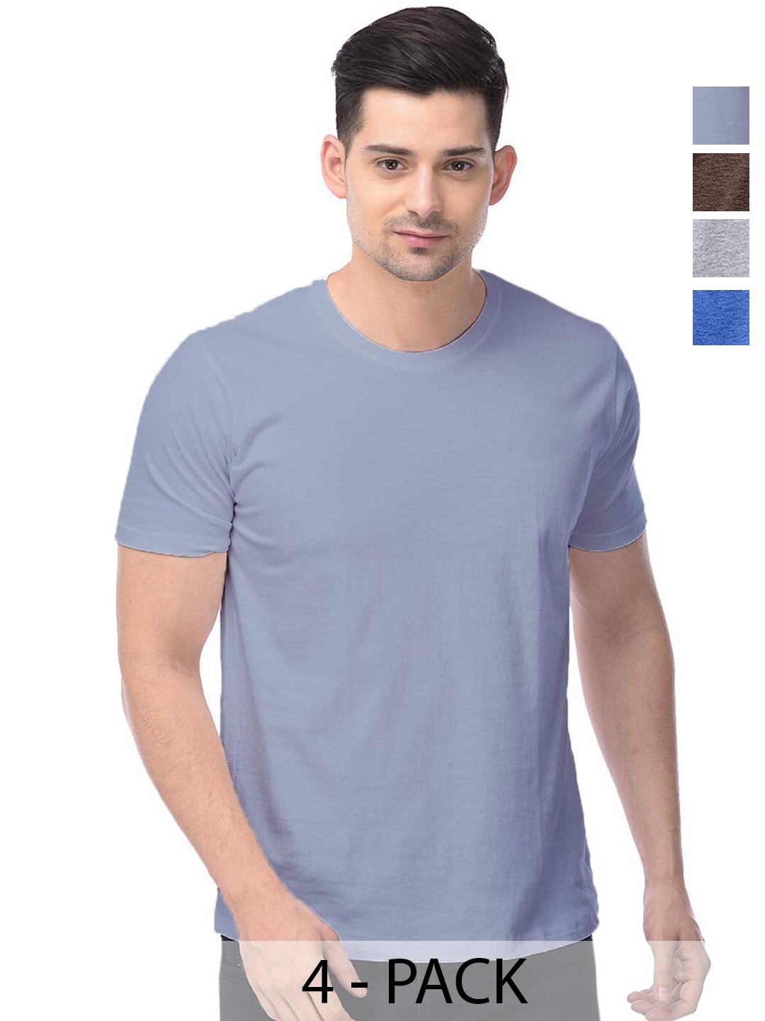 

COLOR CAPITAL Pack Of 4 Cotton T-shirt, Grey