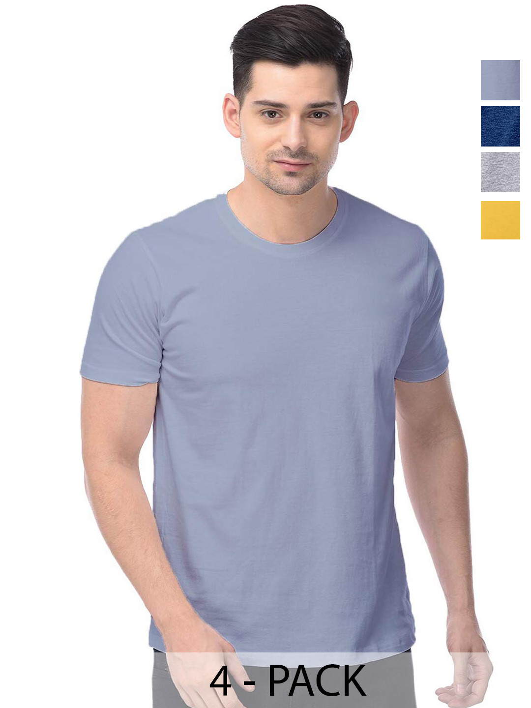 

COLOR CAPITAL Unisex Pack Of 4 Round Neck Cotton T-shirt, Grey