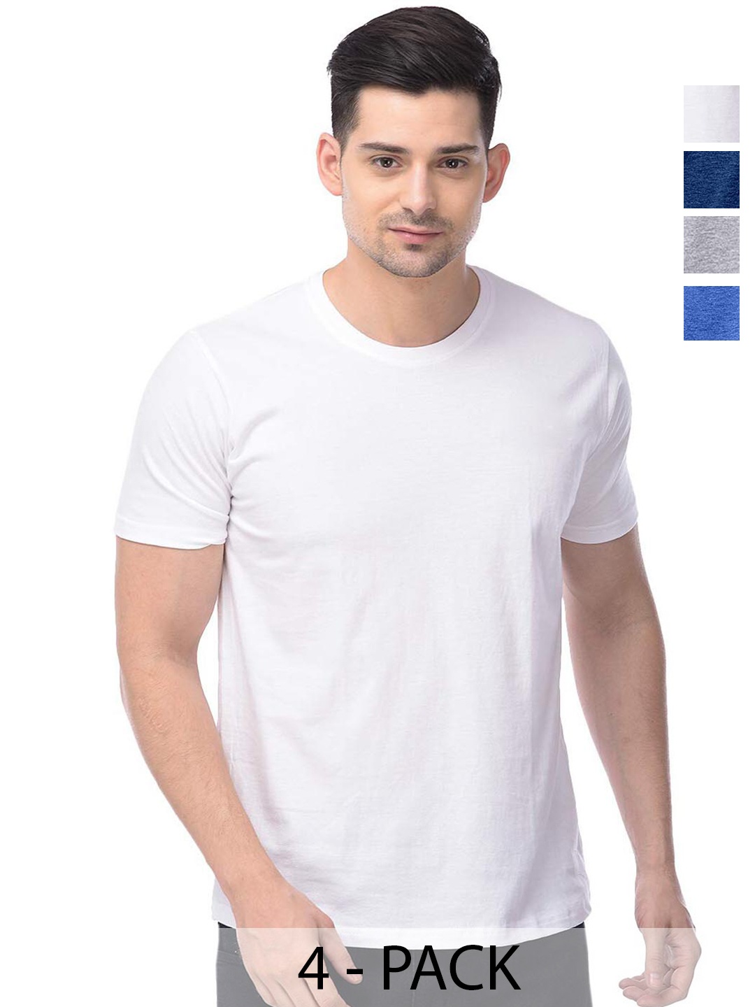 

COLOR CAPITAL Pack of 4 Cotton T-shirts, White