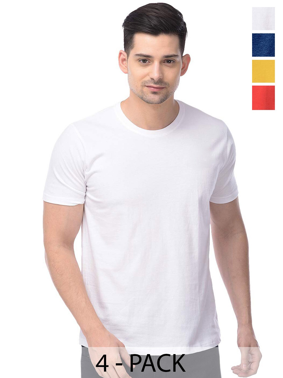

COLOR CAPITAL Pack Of 4 Cotton T Shirts, White