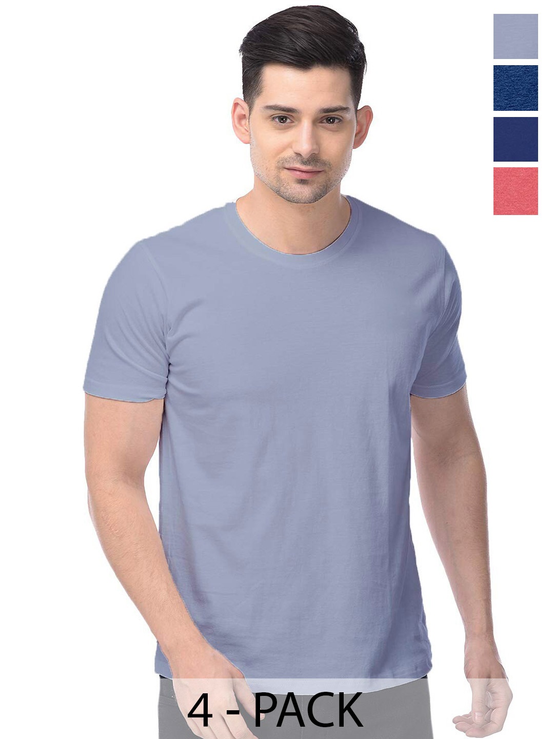 

COLOR CAPITAL Pack Of 4 Cotton T-Shirt, Grey