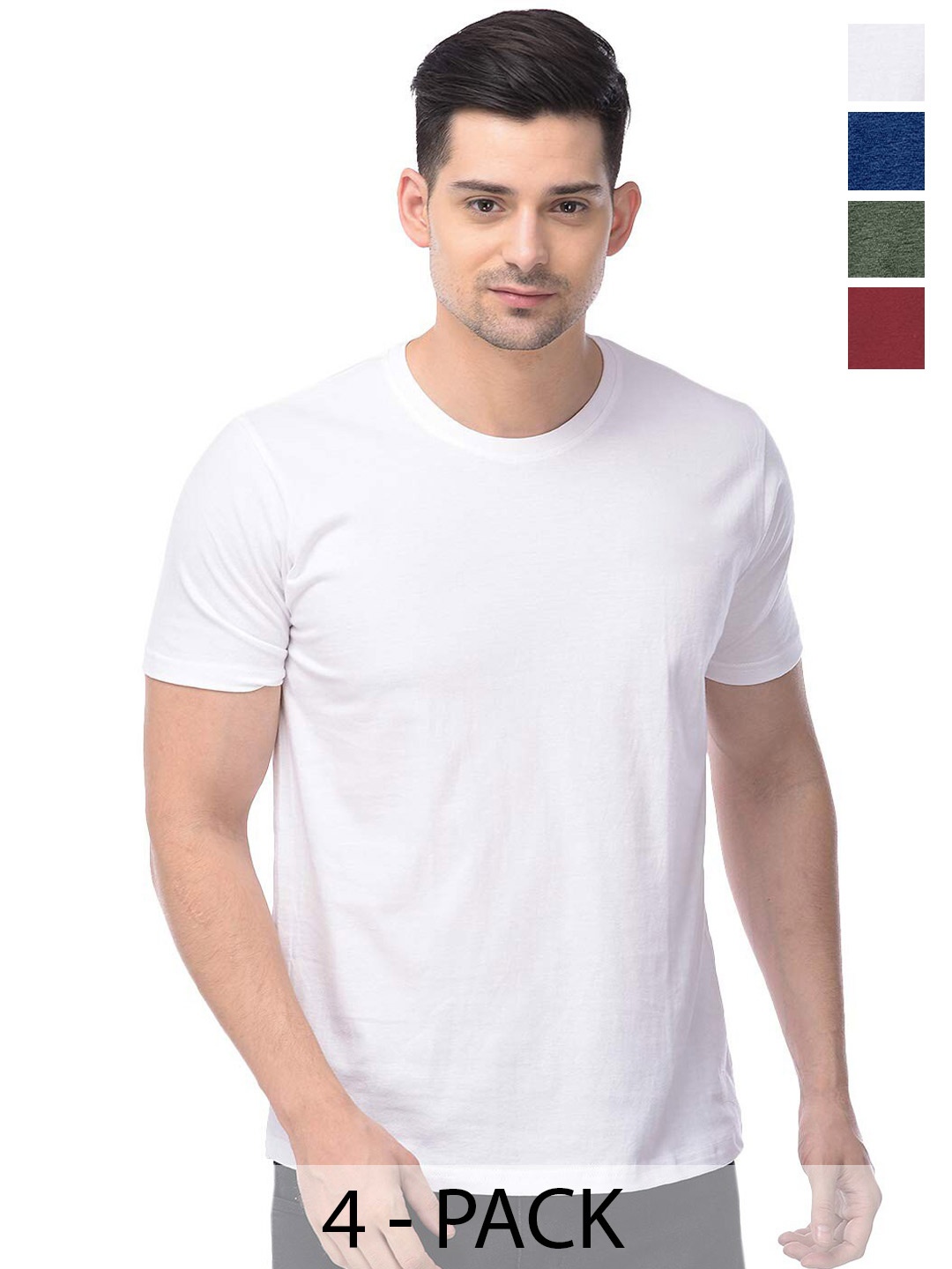 

COLOR CAPITAL Unisex Pack Of 4 Cotton T-shirts, White