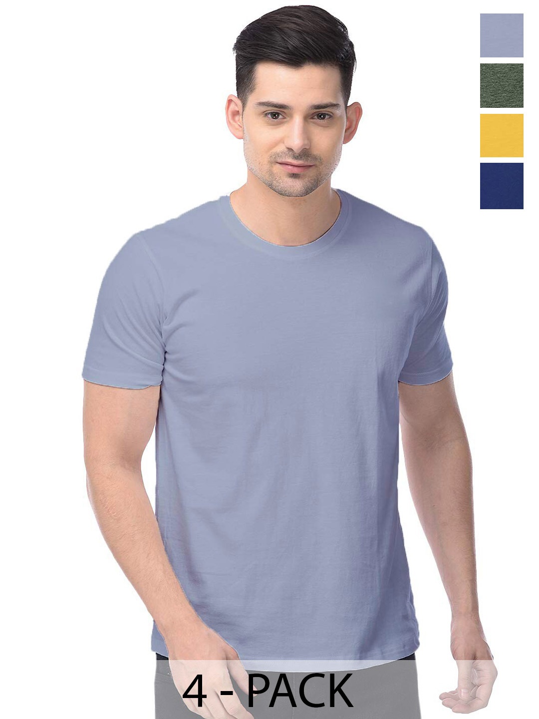 

COLOR CAPITAL Unisex Blue & Green Pack Of 4 Cotton T-shirts