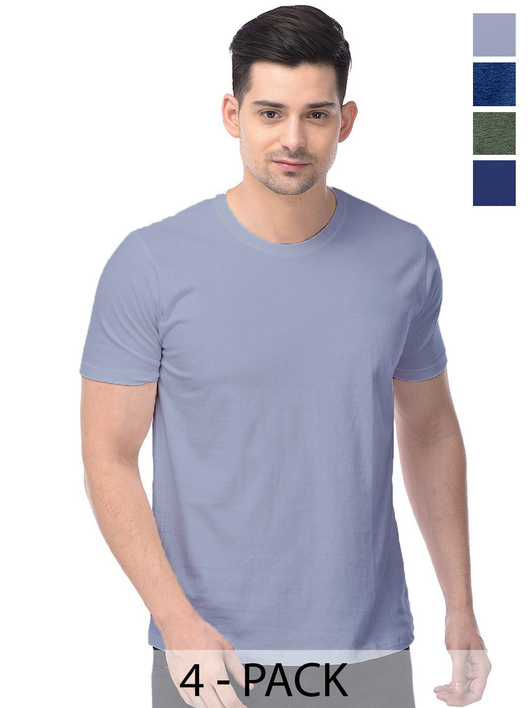 

COLOR CAPITAL Unisex Pack Of 4 Round Neck Cotton T-shirt, Grey